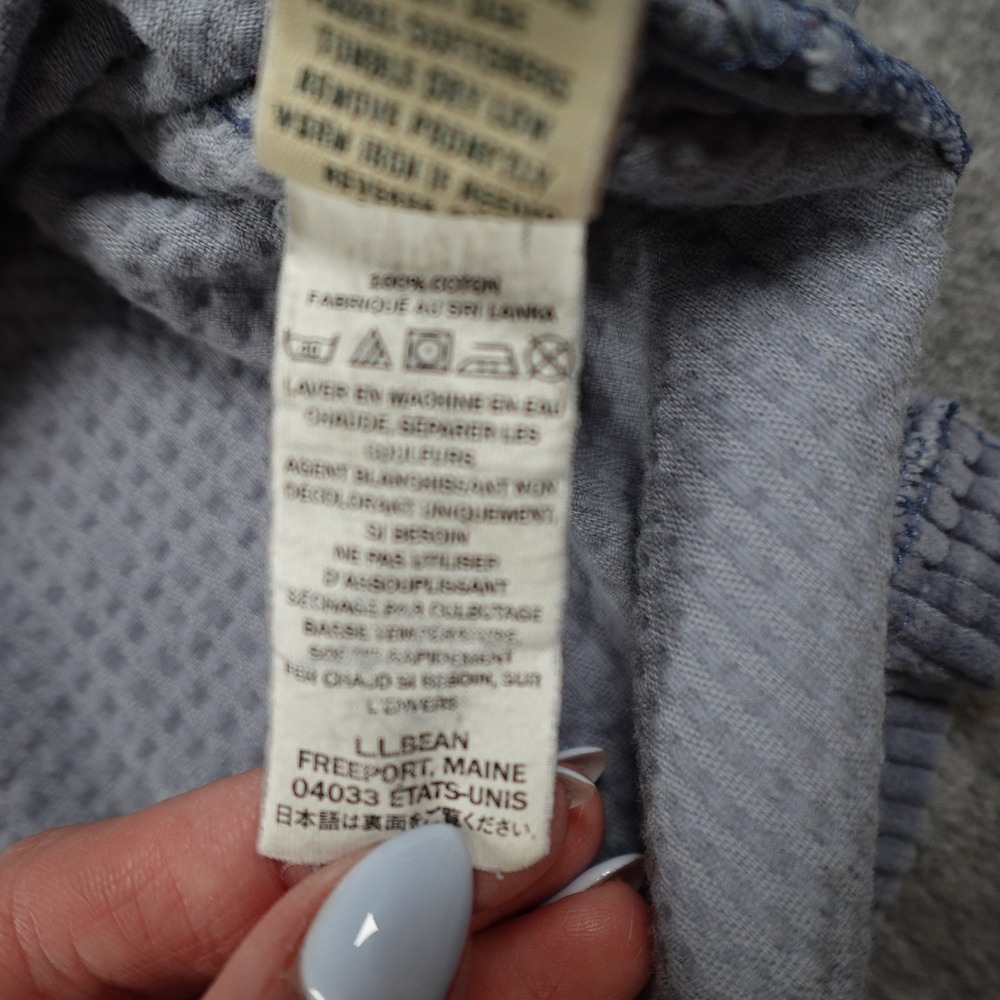 LL Bean Top Women Large Blue Corduroy Button Front Long Sleeve Cotton Shacket - Picture 5 of 11